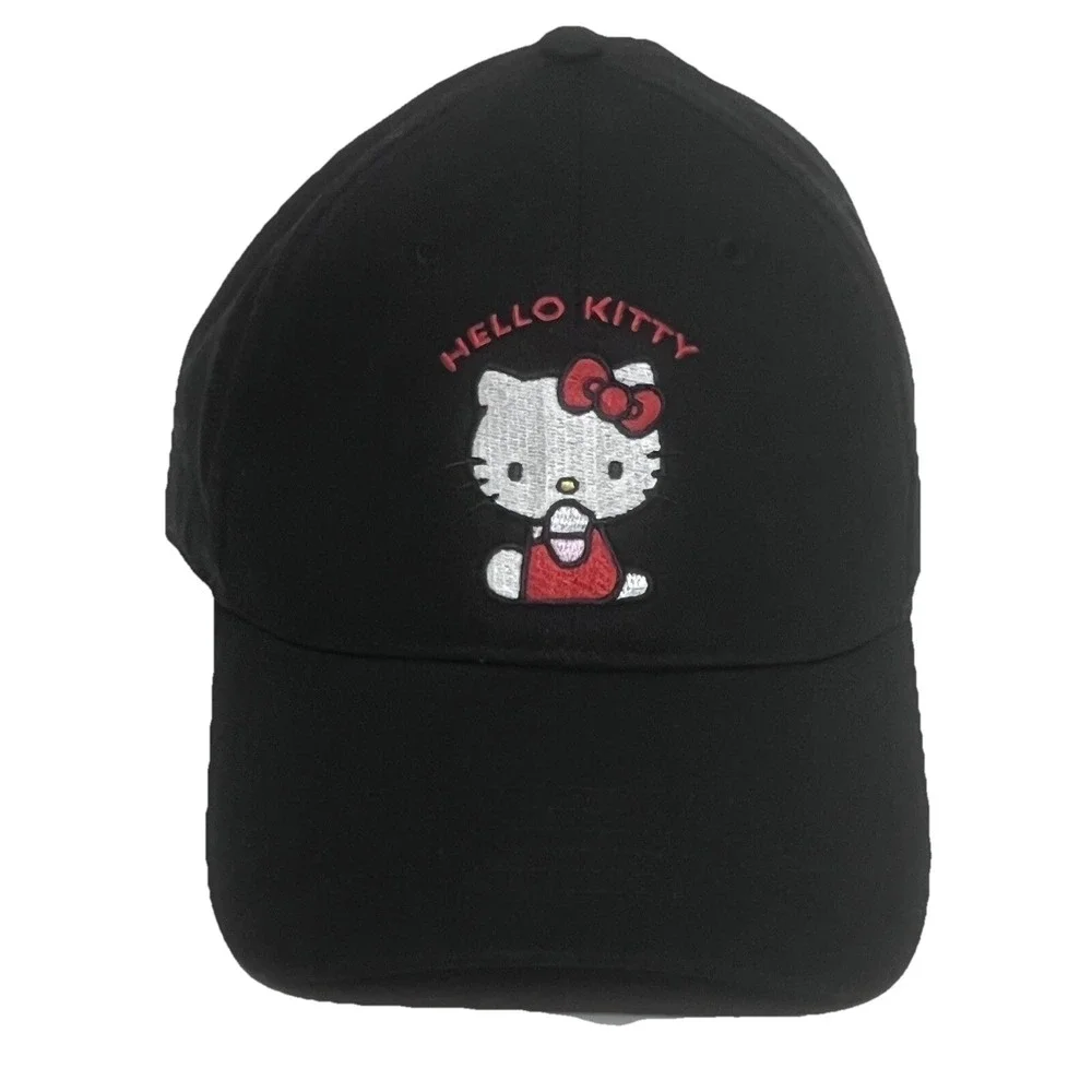 Hello‎ Kitty Women Adjustable Baseball Cap Black Embroidered Logo Hat
